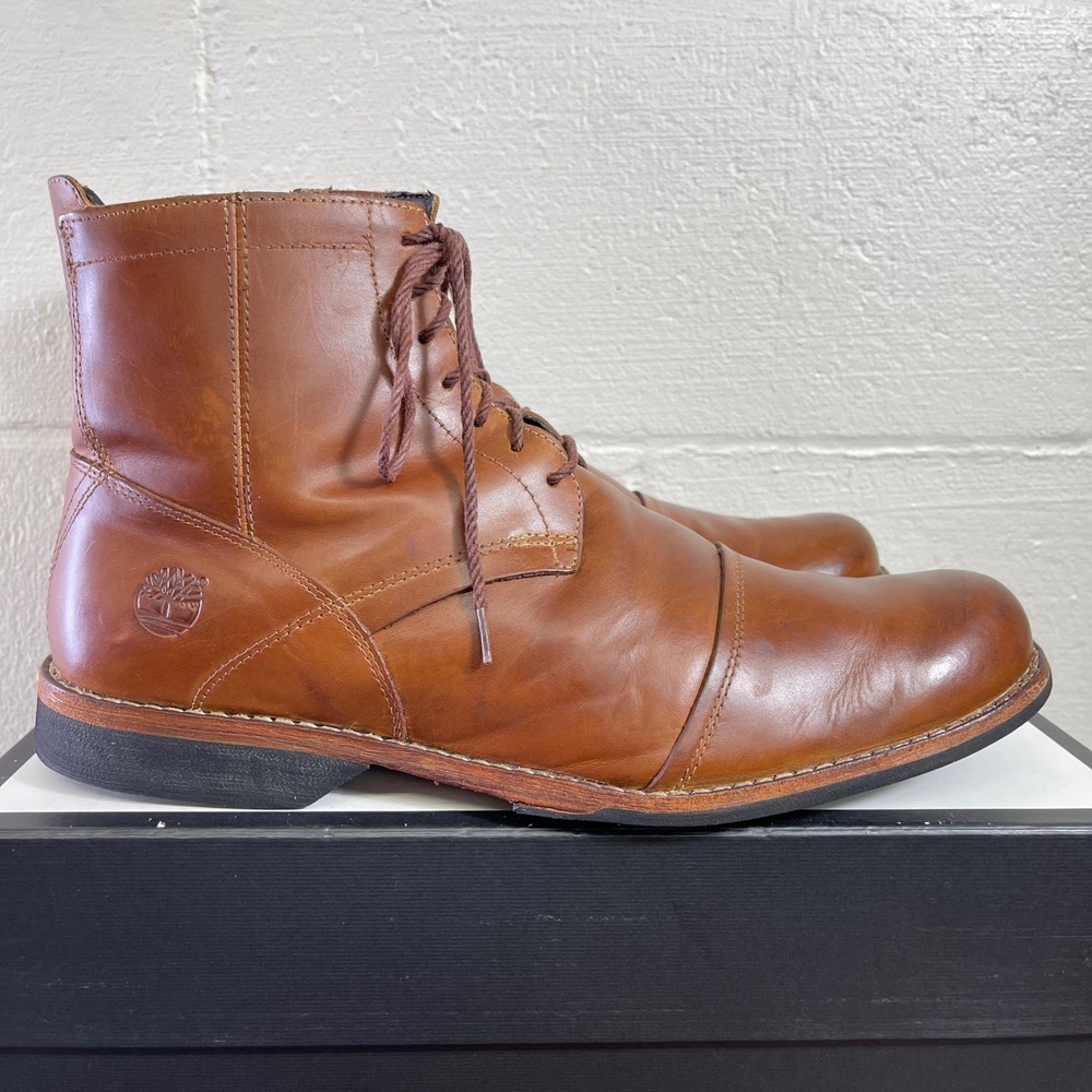 Timberland Earthkeepers City Premium Brown Leather Ankle Boot Zip Men's 11.5 M